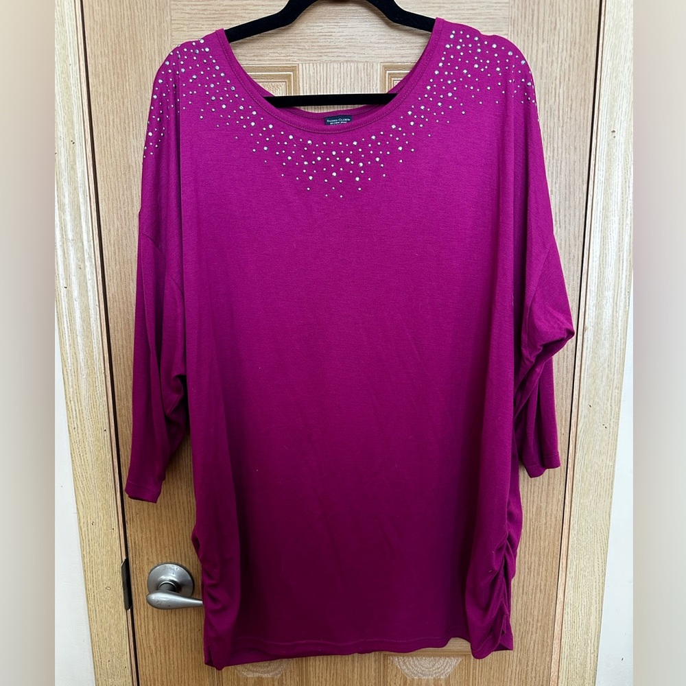 Faded Glory Magenta Studded Tunic Sz 2X